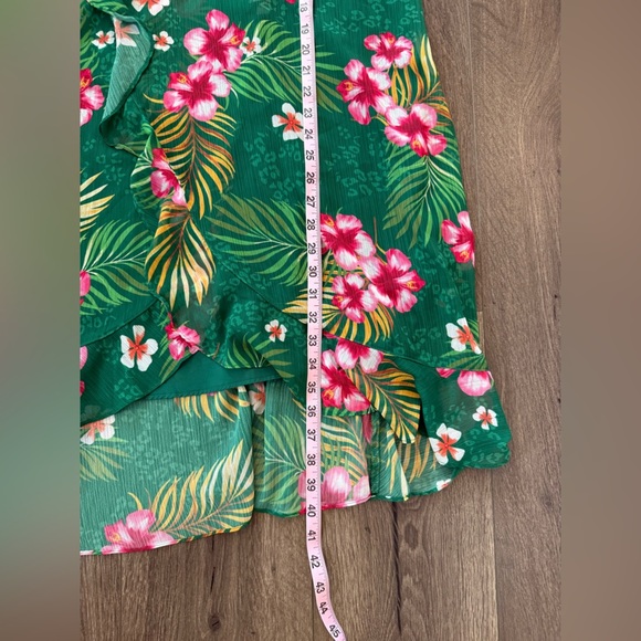 Kensie Green Tropical Print Midi Dress Size 10 - Picture 14 of 16